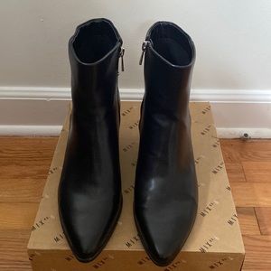 Black Faux Leather Ankle Boots